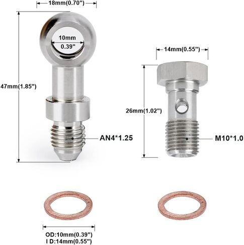M10x1.25mm to 4AN Turbo Oil Feed Banjo Bolt Kit Compatible with Mitsubishi EVO 1-10 4G63T 4B11T in Saudi Arabia