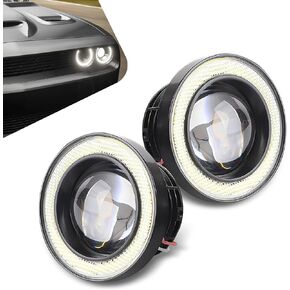 مصباح ضباب LED للسيارة Angel Eye، مصابيح ضباب مستديرة 3 بوصات، ضوء نهاري عالمي فائق السطوع (أبيض) in Kuwait