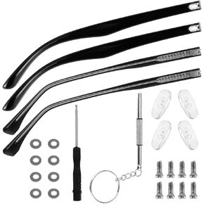 Glasses Arm Replacement 2 Pair Universal Eyeglass Repair Kit Anti-Slip Tips Eyeglasses Arms Legs Replacement Accessories with Screws, Nose Pads, Tools for Sunglasses, Reading Glasses Black TR90 in Saudi Arabia