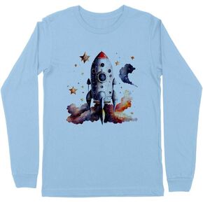 Watercolor Rocketship Kids Long Sleeve T-Shirt Youth in Saudi Arabia
