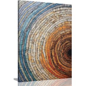 IBHJSART Framed Tree Ring Canvas Wall Art Abstract Colorful Wood Stump Decor Painting Prints Modern Minimalist Pictures Neutral Nature Rustic Farmhouse Living Room Bedroom Bathroom Office in Saudi Arabia