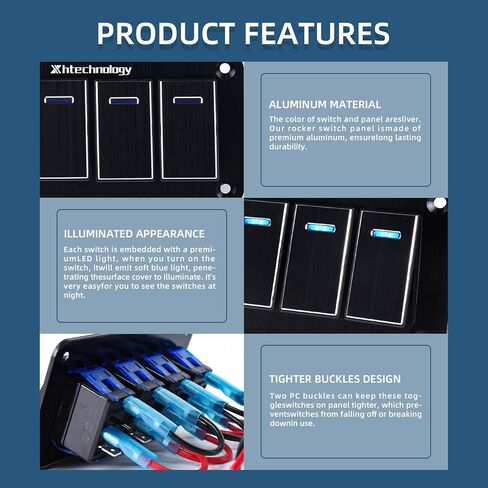 تبديل لوحة التبديل 7 عصابة للماء الألومنيوم التبديل 12V / 27V لوحة التبديل الروك مع شاحن USB للمزرعة حديقة البحرية قارب السيارات سيارة RV شاحنة المركبات in Kuwait