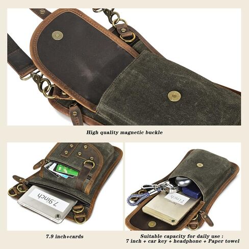 Water Resistant Canvas + Leather Motorcycle Travel Fanny Waist Pack Drop Thigh Leg Bag Pouch For Men Women FB2141 (100% Genuine Leather-C-Blue) in Kuwait