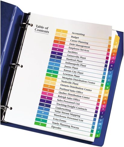 Avery 11125 Ready Index A-Z Tab Dividers, Letter Size, Multicolor, 26 Tabs/ST in Saudi Arabia