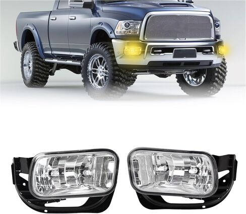 مصابيح الضباب ECOTRIC مع استبدال المصابيح المتوافقة مع 2009-2012 Dodge Ram 1500 2010-2018 Ram 2500 3500 لاستبدال 55372734AA 55372734AB CH2594102 12V 42W مجموعة مصابيح الضباب الوفير in Saudi Arabia