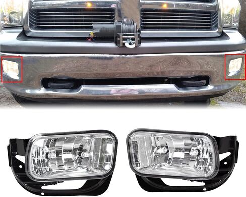 مصابيح الضباب ECOTRIC مع استبدال المصابيح المتوافقة مع 2009-2012 Dodge Ram 1500 2010-2018 Ram 2500 3500 لاستبدال 55372734AA 55372734AB CH2594102 12V 42W مجموعة مصابيح الضباب الوفير in Saudi Arabia