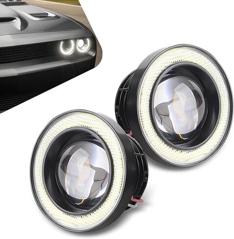 Car Angel Eye LED Fog Light, 3" Round Fog Lights, Universal Super Bright Daytime Running Light (White) in Kuwait
