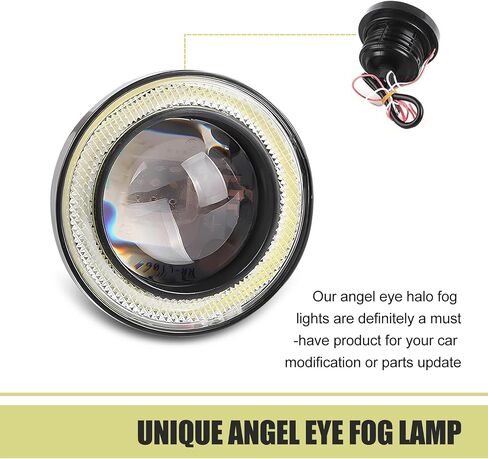 Car Angel Eye LED Fog Light, 3" Round Fog Lights, Universal Super Bright Daytime Running Light (White) in Kuwait