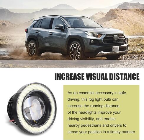 Car Angel Eye LED Fog Light, 3" Round Fog Lights, Universal Super Bright Daytime Running Light (White) in Kuwait