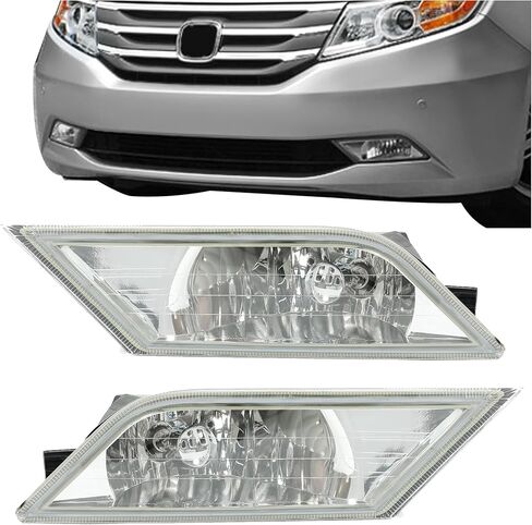 مصابيح الضباب HECASA المتوافقة مع مجموعة استبدال مصابيح الضباب Honda Odyssey 2011-2013 مع المصابيح وحزام الأسلاك ومجموعة التبديل، غطاء كروم شفاف in Kuwait
