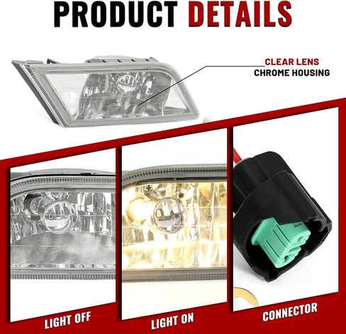 مصابيح الضباب HECASA المتوافقة مع مجموعة استبدال مصابيح الضباب Honda Odyssey 2011-2013 مع المصابيح وحزام الأسلاك ومجموعة التبديل، غطاء كروم شفاف in Kuwait