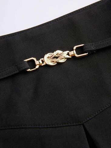 CIDER Shorts for Women Pleated Short with Belt Mid Waist Regular Fit Daily Casual Woven Bottoms in Saudi Arabia