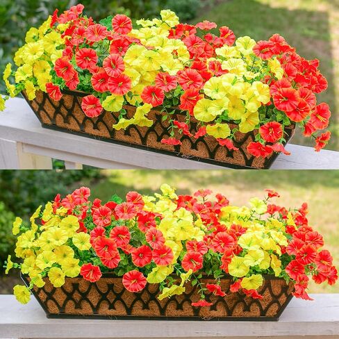 Ivydale Artificial Fake Fall Autumn Plants Flowers for Outdoor Outside, 12 Bundles Faux Silk Orange Morning Glory UV Resistant Realistic for Home Planter Porch Yard Patio Balcony Decor in Kuwait