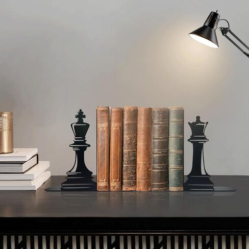 Chess Decor International Chess Bookends - Exquisite Decorative Book Ends for Shelves, Vintage Style Giant Chess Pieces, 6.57x5.91x1.18 inches in Saudi Arabia