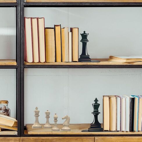 Chess Decor International Chess Bookends - Exquisite Decorative Book Ends for Shelves, Vintage Style Giant Chess Pieces, 6.57x5.91x1.18 inches in Saudi Arabia