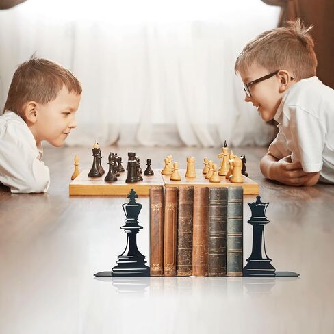 Chess Decor International Chess Bookends - Exquisite Decorative Book Ends for Shelves, Vintage Style Giant Chess Pieces, 6.57x5.91x1.18 inches in Saudi Arabia