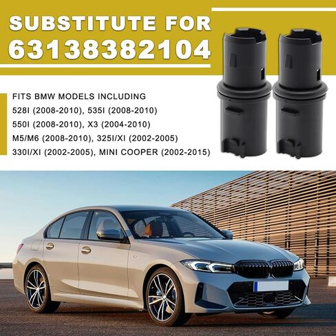 لسيارات BMW Mini Cooper 3/5 Series مقبس إضاءة جانبي وموصل مصباح لوحة الترخيص - مقابس كهربائية سوداء قطعتين (يستبدل #63138382104 طقم مناسب مباشر) in Saudi Arabia