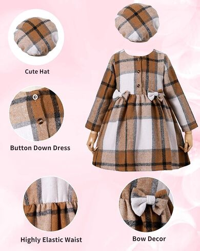 Toddler Girls Winter Long Sleeve Dresses Kids Fall Cute Clothes Little Girl Outfits for Size 4-7 Years in Kuwait