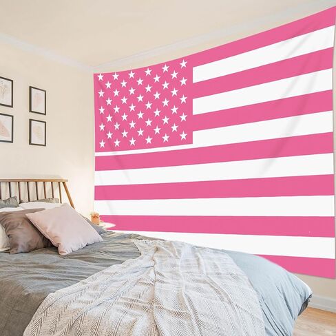 WEENEO Pink American Flag Tapestry Wall Hanging 60 x 40 Inch Funny Light Pink Striped Backdrop Poster for Home College Party Decor,Vivid Color Flag Backgrounds Tapestries for Outdoor Indoor Photoshoot in Saudi Arabia