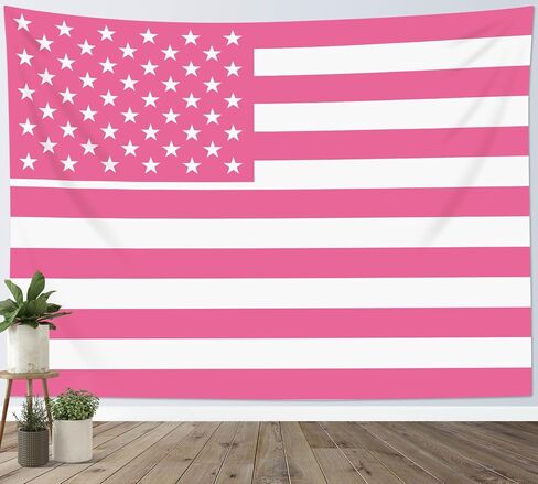 WEENEO Pink American Flag Tapestry Wall Hanging 60 x 40 Inch Funny Light Pink Striped Backdrop Poster for Home College Party Decor,Vivid Color Flag Backgrounds Tapestries for Outdoor Indoor Photoshoot in Saudi Arabia