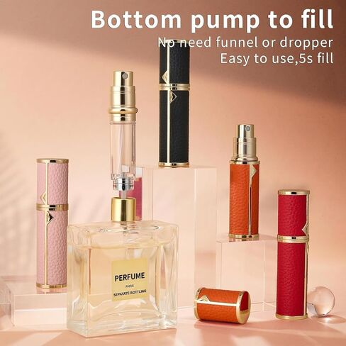 Travel Perfume Bottle Refillable,Perfume Travel Refillable Mini Spray Bottles Leather Cologne Dispenser, Portable Empty Spray Bottle Cologne Dispense Filling Atomizer 5ml (Golden) in Saudi Arabia