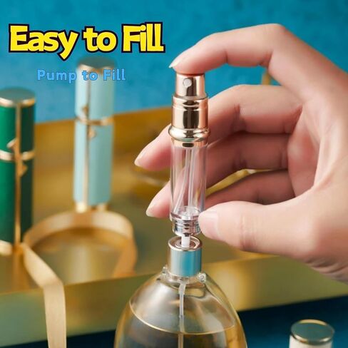 Travel Perfume Bottle Refillable,Perfume Travel Refillable Mini Spray Bottles Leather Cologne Dispenser, Portable Empty Spray Bottle Cologne Dispense Filling Atomizer 5ml (Golden) in Saudi Arabia