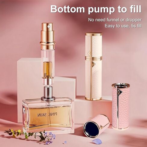 Travel Perfume Bottle Refillable,Perfume Travel Refillable Mini Spray Bottles Leather Cologne Dispenser, Portable Empty Spray Bottle Cologne Dispense Filling Atomizer 5ml (Golden) in Saudi Arabia