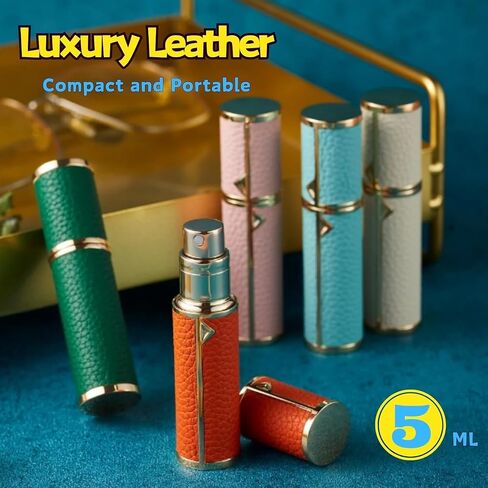 Travel Perfume Bottle Refillable,Perfume Travel Refillable Mini Spray Bottles Leather Cologne Dispenser, Portable Empty Spray Bottle Cologne Dispense Filling Atomizer 5ml (Golden) in Saudi Arabia