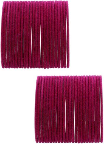 Efulgenz Indian Bangles for Women Bollywood Indian Bangles Set Plain Metal Velvet Bangle Bracelets Bridal Wedding Fashion Jewelry (48 Pcs) in Saudi Arabia