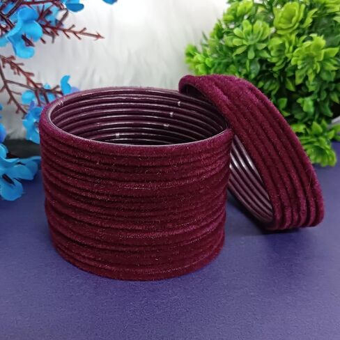 Efulgenz Indian Bangles for Women Bollywood Indian Bangles Set Plain Metal Velvet Bangle Bracelets Bridal Wedding Fashion Jewelry (48 Pcs) in Saudi Arabia