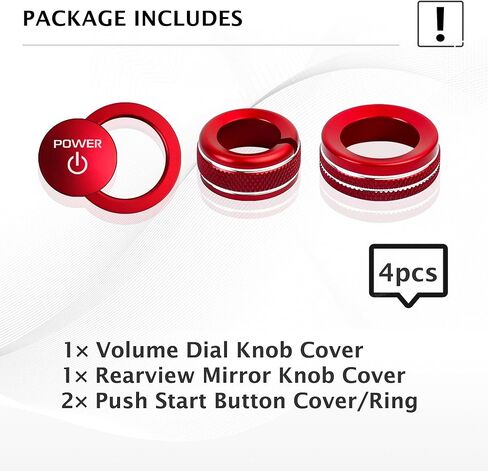 for Toyota Camry 2025 2026 Accessories, 4pcs Aluminum Alloy Knob Cover Trim Kit - Push Start, Volume Dial & Rearview Mirror Control Switch (Red) - DvlynAuroa in Kuwait