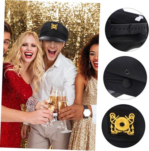 NOLITOY Black Captain Hat Boat Hat Sailor Cap Hats for Women Black Hats for Men Marine Admiral Chauffeur Captains Captain Man Sunhat Protection Polyester in Saudi Arabia