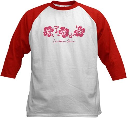 CafePress Caribbean Hibiscus Flower Womens Baseball Jersey Kids Cotton Baseball Jersey, 3/4 Raglan Sleeve Shirt in Saudi Arabia