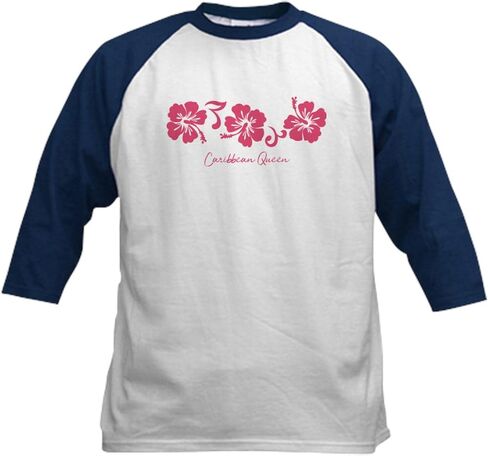 CafePress Caribbean Hibiscus Flower Womens Baseball Jersey Kids Cotton Baseball Jersey, 3/4 Raglan Sleeve Shirt in Saudi Arabia