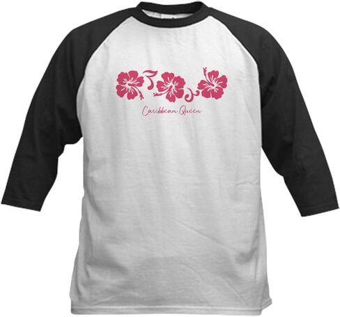 CafePress Caribbean Hibiscus Flower Womens Baseball Jersey Kids Cotton Baseball Jersey, 3/4 Raglan Sleeve Shirt in Saudi Arabia