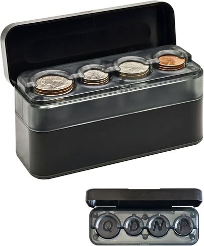 Coin Holder for Car Change Organizer Larger Capacity, Compatible with Coins of Different Size, Universal Storage Coin Money Dispenser Fit for Most Car Truck Accessories in Saudi Arabia