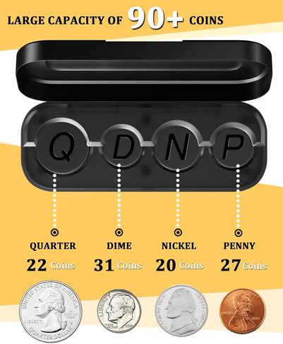 Coin Holder for Car Change Organizer Larger Capacity, Compatible with Coins of Different Size, Universal Storage Coin Money Dispenser Fit for Most Car Truck Accessories in Saudi Arabia