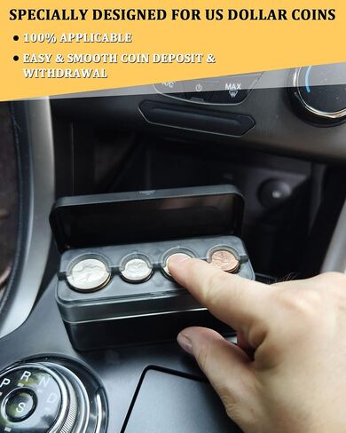Coin Holder for Car Change Organizer Larger Capacity, Compatible with Coins of Different Size, Universal Storage Coin Money Dispenser Fit for Most Car Truck Accessories in Saudi Arabia