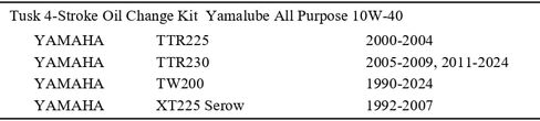 مجموعة تغيير الزيت Tusk 4-Stroke Yamalube لجميع الأغراض 10W-40 متوافقة مع Yamaha TW200 1990-2025 in Kuwait
