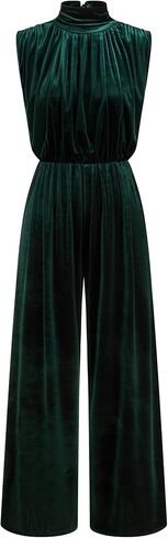 CIDER Jumpsuits For Women Velvet Turtle Neck Wide Leg Jumpsuit Ruched Dressy High Waist One Piece Outfit in Kuwait