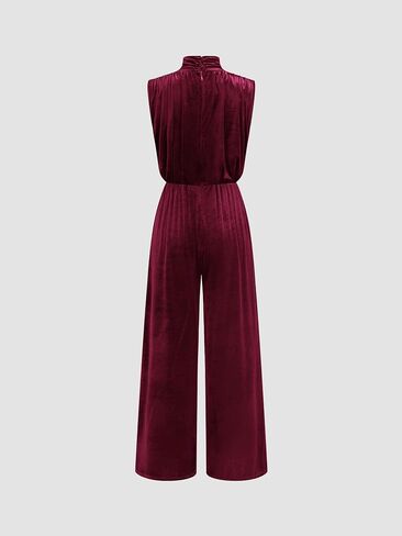 CIDER Jumpsuits For Women Velvet Turtle Neck Wide Leg Jumpsuit Ruched Dressy High Waist One Piece Outfit in Kuwait
