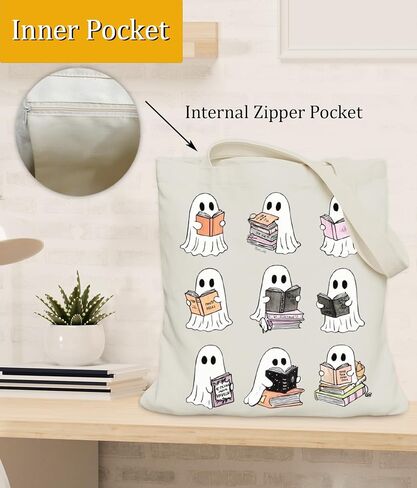 Book Lovers Gifts Tote Bag for Bookish Readers, Aesthetic Book Tote Bag for Librarian, Medium Size with Inner Pocket in Kuwait