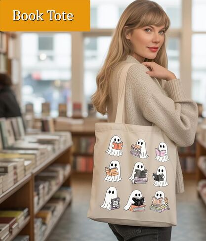 Book Lovers Gifts Tote Bag for Bookish Readers, Aesthetic Book Tote Bag for Librarian, Medium Size with Inner Pocket in Kuwait