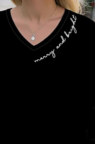 VKEGNIO Christmas Snowman Print Shirt for Women Cute Xmas Tree Santa Print Long Sleeve Tshirts Casual V Neck Fall Shirts Tops in Kuwait