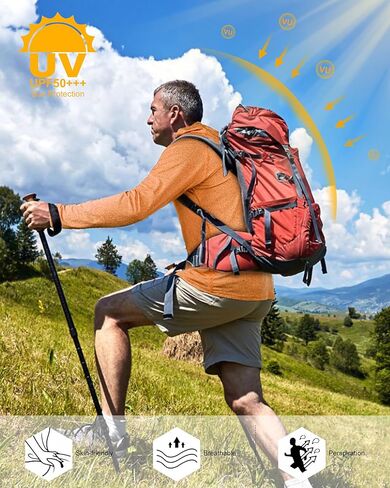 isnowood Mens UPF 50+ Fishing Shirts, Long Sleeve Sun Protection Hoodie, UV Rash Guard Shirt for Running Workout Hiking in Kuwait