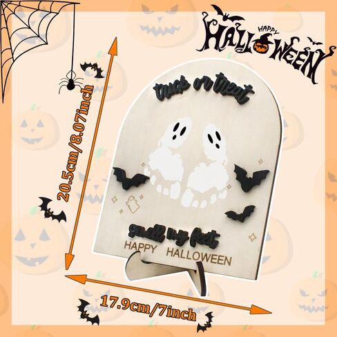 Halloween Baby Footprint Sign My First Halloween Footprint Keepsake Trick or Treat Smell My Feet Birth Announcement Spooky Season Gift My Little Boo Sign Craft Halloween Gifts (Trick or Treat) in Kuwait