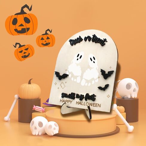 Halloween Baby Footprint Sign My First Halloween Footprint Keepsake Trick or Treat Smell My Feet Birth Announcement Spooky Season Gift My Little Boo Sign Craft Halloween Gifts (Trick or Treat) in Kuwait