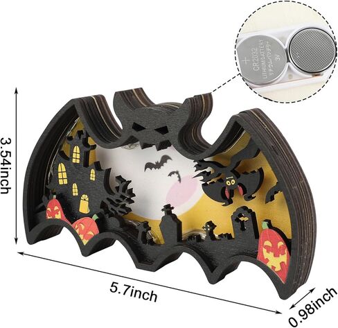 CCINEE Halloween Indoor Table Decor,Light Up Wooden Haunted House Decoraions for Office Tabletop Battery Operated Desk Sign for Halloween Party Spooky Home Ornaments in Saudi Arabia
