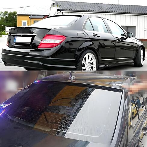 Rear Window Roof Spoiler Visor Wing Compatible with Mercedes-Benz C-Class W204 2008-2014 C250/ C300/ C350/ C63 Sport Gloss Black Exterior Accessories in Saudi Arabia