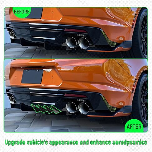 HECASA 4Pcs Universal Car Rear Lower Bumper Wing Lip Diffuser Curved Shape Shark Fin Spoiler Protector Lip Wing Splitter Glossy Black ABS Plastic in Saudi Arabia
